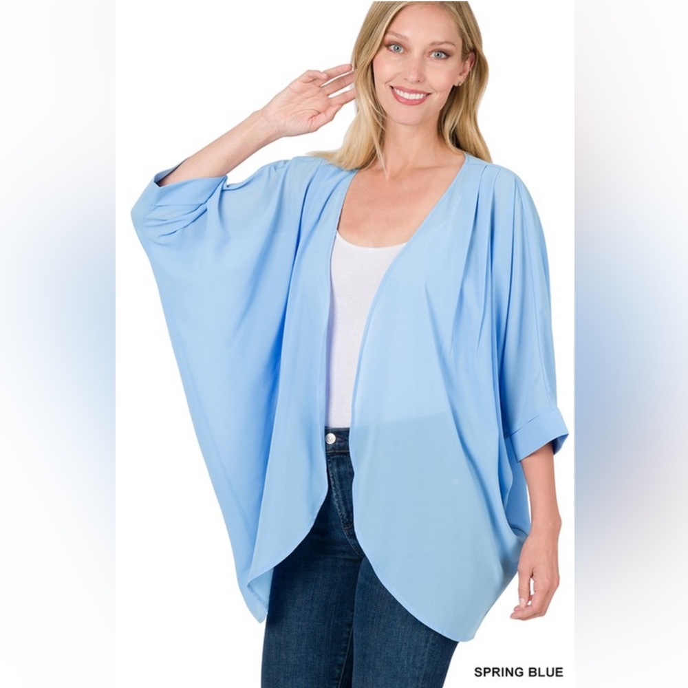 NWT! Zenana Outfitters Your choice Mint / Blue Open Front Sheer Kimono Cover Up